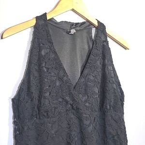 SANDRA Vintage 90's Crotchet Lace Halter Black Top Blouse